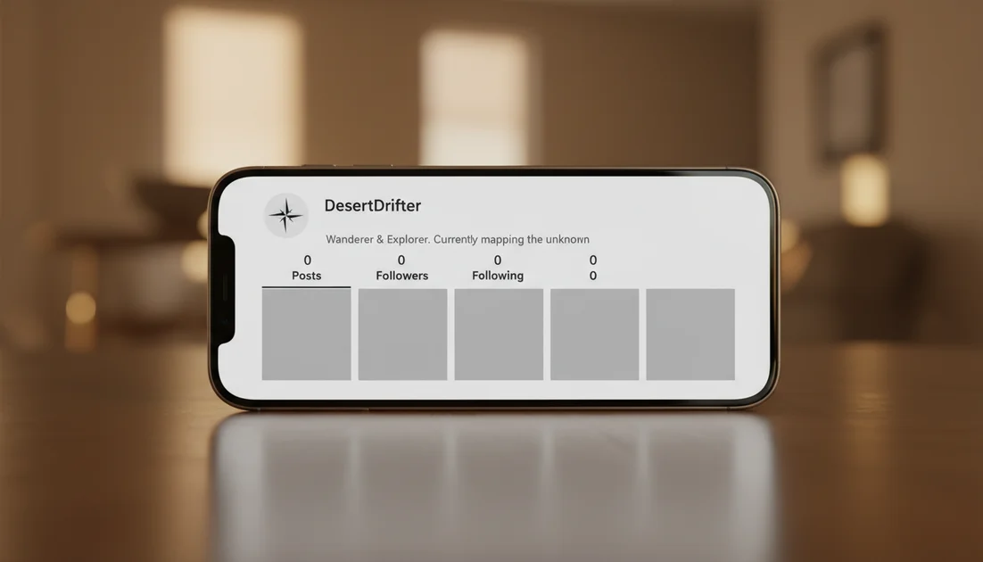 Écran de smartphone montrant un profil Instagram vidé de ses photos