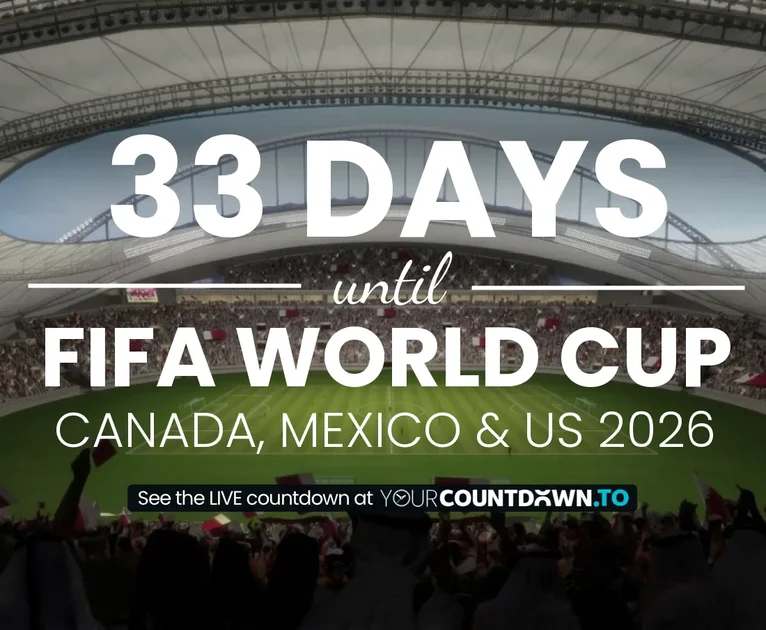 Countdown to Fifa World Cup Canada, Mexico & US 2026