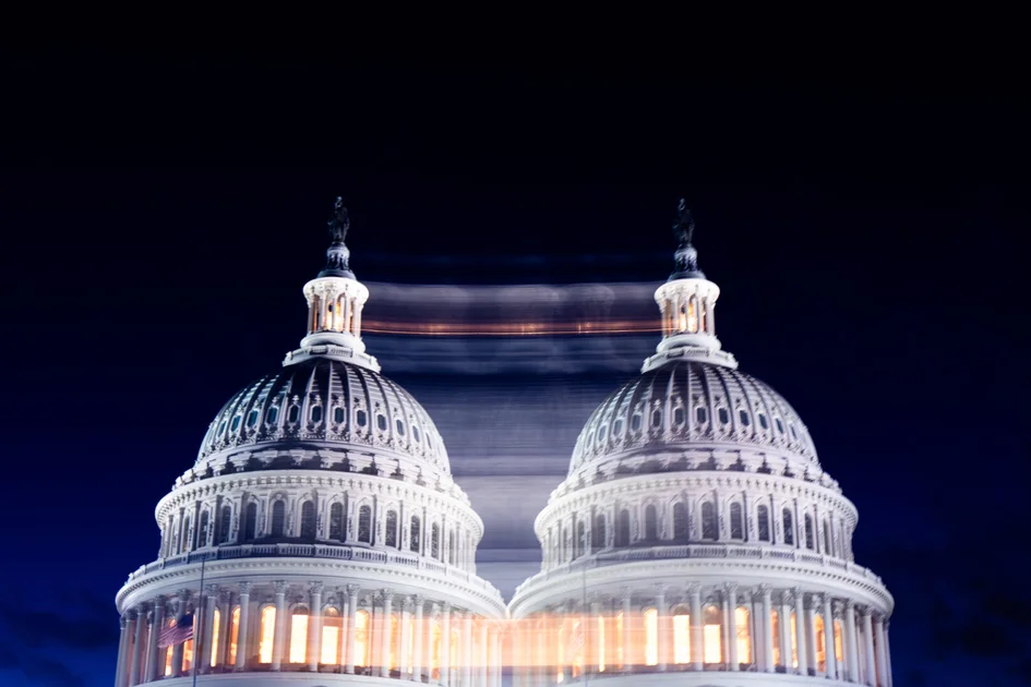 The Capitol dome is lit on Wednesday night as the House prepared to pass the funding bill to end the partial government shutdown. (Bill Clark/CQ Roll Call)