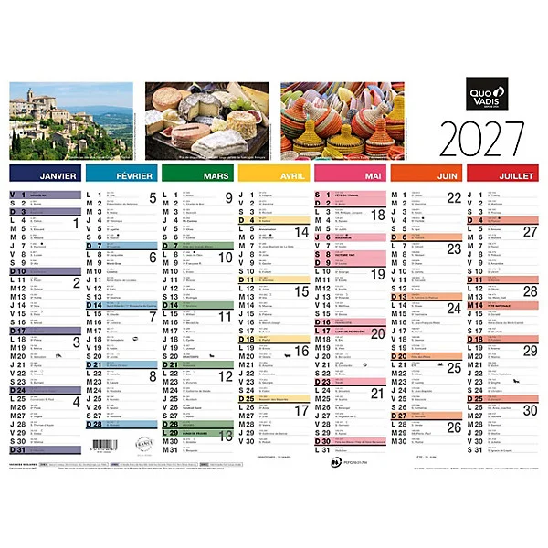 Quo Vadis Calendrier mural annuel Fantaisie Tradition - 55 x 40,5 cm - 2027 - 1