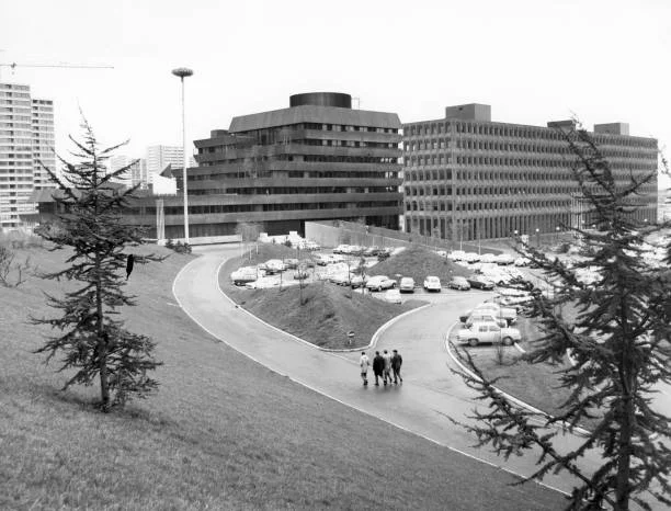 La préfecture de la Seine-Saint-Denis à Bobigny, circa 1970, en Seine-Saint-Denis, France.