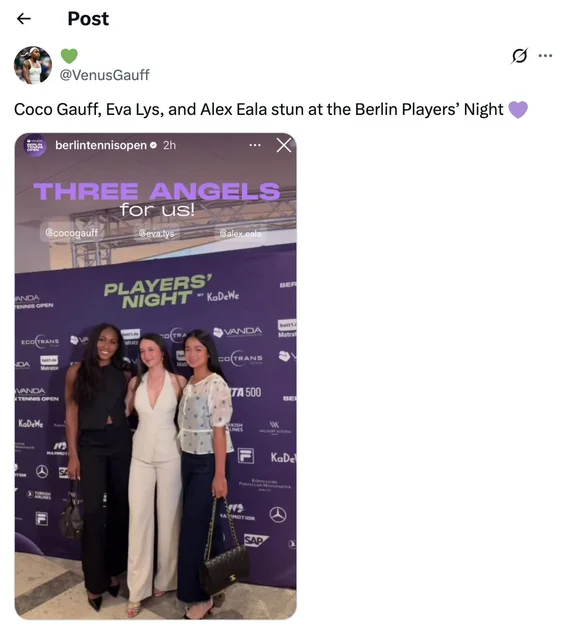 Coco Gauff, Eva Lys, and Alexandra Eala at the Berlin Tennis Open party