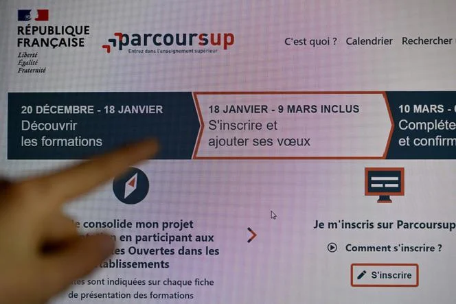 Le site de Parcoursup, le 18 janvier 2023.