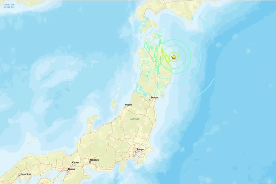 The quake occurred off the northern region of Iwate, with the depth of the epicentre at 50km, the Japan Meteorological Agency said.