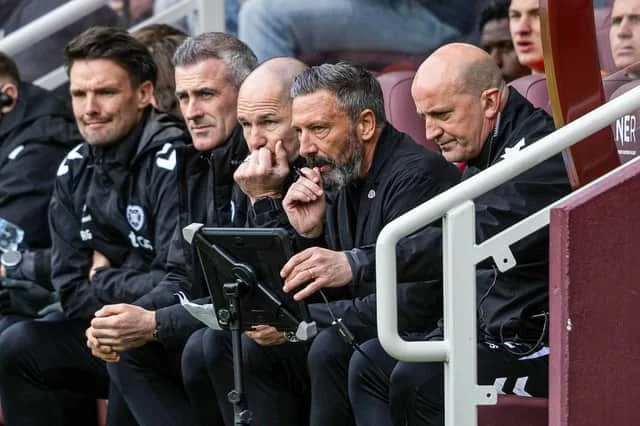 Ross Grant, far left, has left Hearts from Celtic.