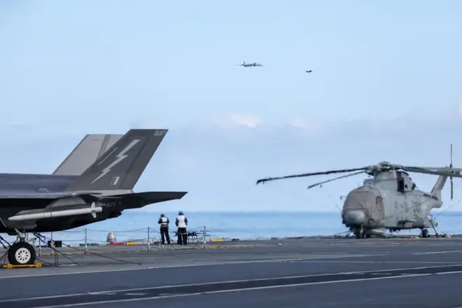 F-35 fighters from the UK's Carrier Strike Group launched from HMS Prince of Wales to intercept a Russian 'Bear' reconnaissance aircraft