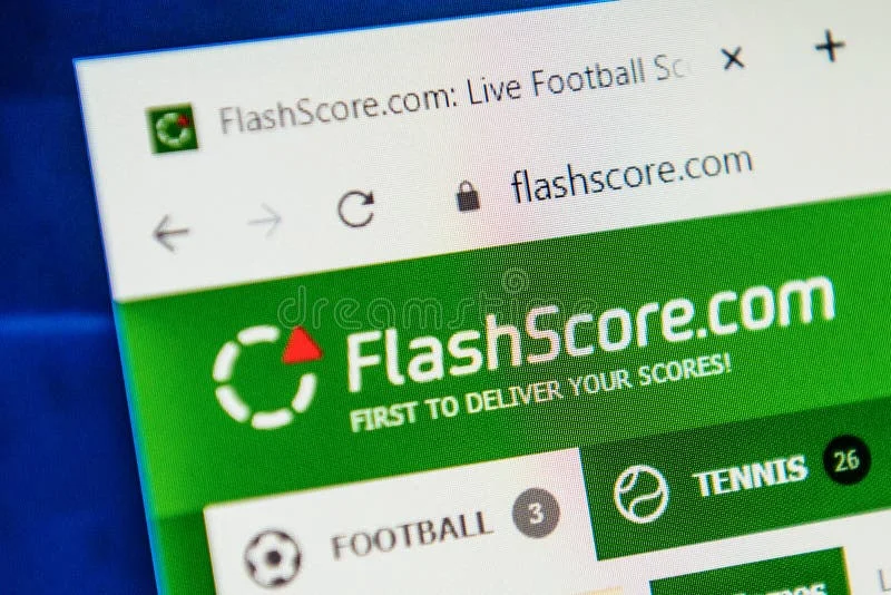 FlashScore.com Web Site. Selective focus. stock images