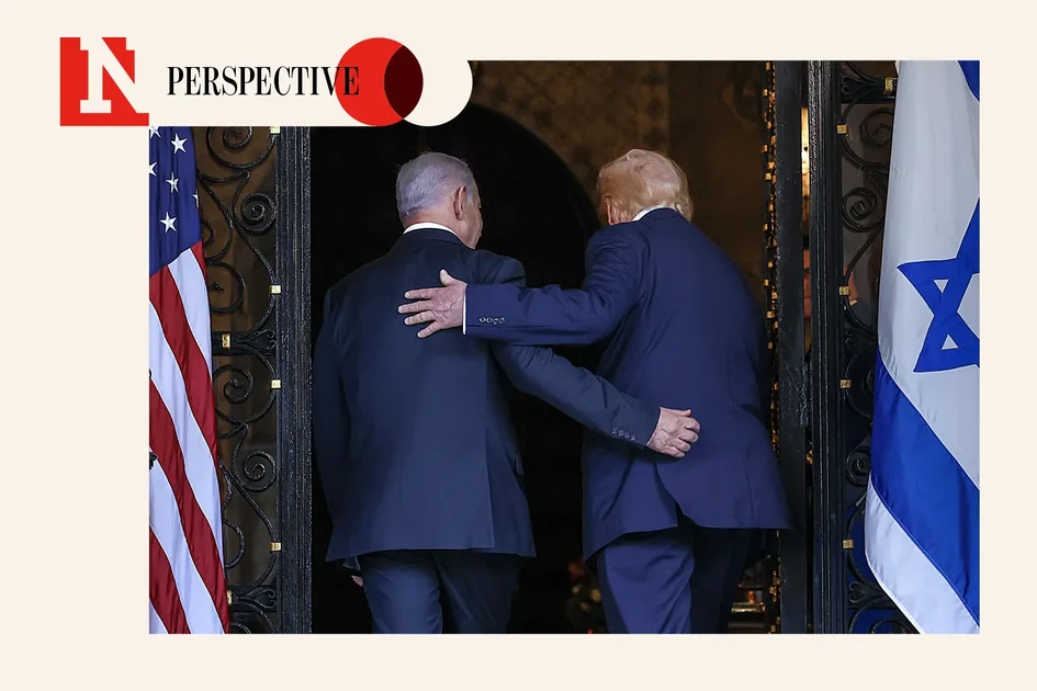 U.S. President Donald Trump welcomes Israeli Prime Minister Benjamin Netanyahu to his Mar-a-Lago club on December 29, 2025 in Palm Beach, Florida.