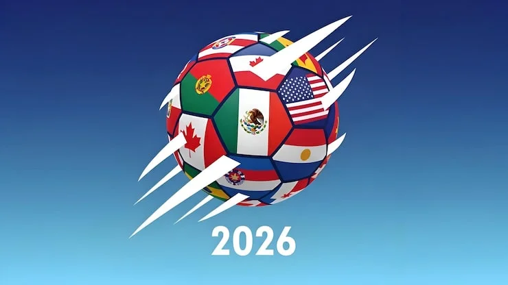 Photo ballon de football de la coupe du monde de la fifa 2026 avec drapeaux nationaux.