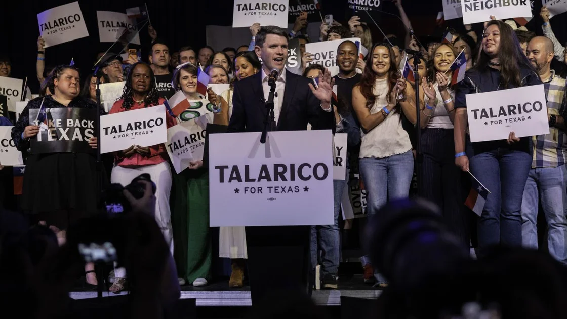 Texas Senate candidate James Talarico (D-TX) addresses supporters on election night on March 03, 2026 in Austin, Texas.