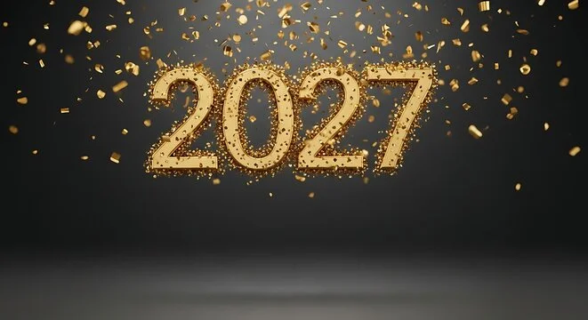 Golden 2027 new year celebration background