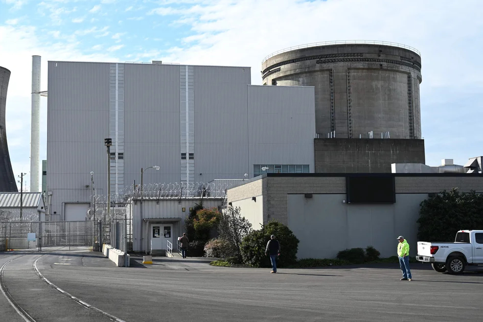 The nuclear plant at Three Mile Island was renamed the Crane Clean Energy Center. (Chris Bentley/Here &amp; Now)