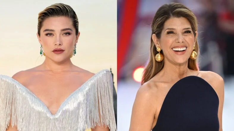 Florence Pugh and Marisa Tomei pose separately at Spider-Man: Brand New Day premiere in London