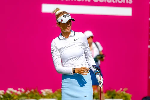 EVIAN-LES-BAINS FRANCE - 11072025 Nelly Korda USA of The Amundi Evian Championship at the Evian Resort Golf Club on July 11 2025 in Evian-les-Bai