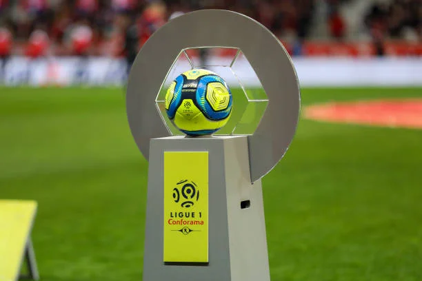 Official ball during the Ligue 1 match between Lille OSC and Olympique Lyonnais at Stade Pierre Mauroy on March 8, 2020 in Villeneuve d'Ascq near...