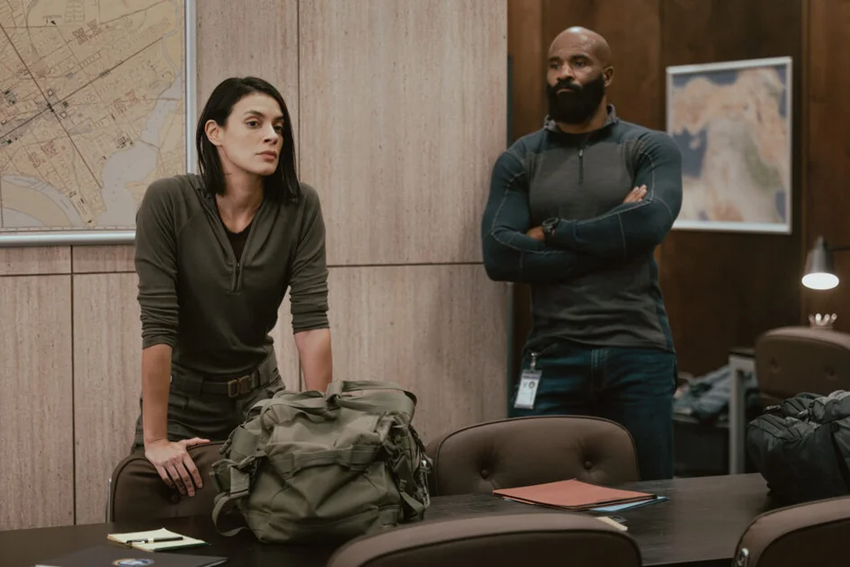 L-R: Laysla De Oliveira as Cruz and LaMonica Garrett as Tucker in Lioness, episode 4, season 3, streaming on Paramount+, 2026. Photo Credit: Lauren Smith/Paramount+.