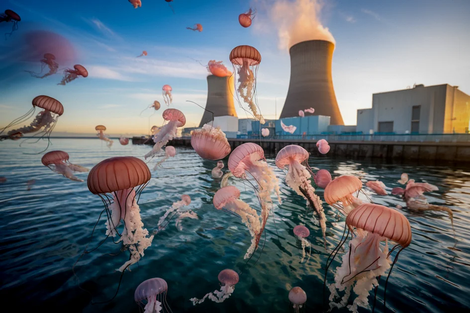 Un banc de méduses près d'une prise d'eau de la centrale nucléaire de Gravelines en mer du Nord