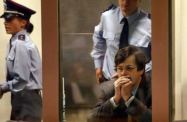Marc Dutroux sits 17 June 2004 during the reading of the verdict at the Arlon courthouse. Belgian paedophile Marc Dutroux was found guilty of...