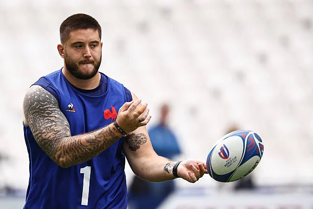 France's prop Cyril Baille takes part in the captain's run training session at the Velodrome Stadium in Marseille on September 20 on the eve of their...