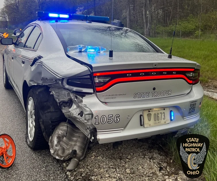 State Highway Patrol vehicle struck on Ohio Turnpike.