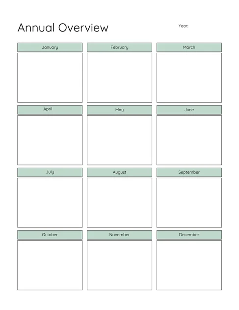 Annual Overview — free printable 2026-2027 budget planner page