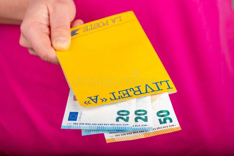 Livret A, `Laposte` postal savings book in the hand of a person royalty free stock photography