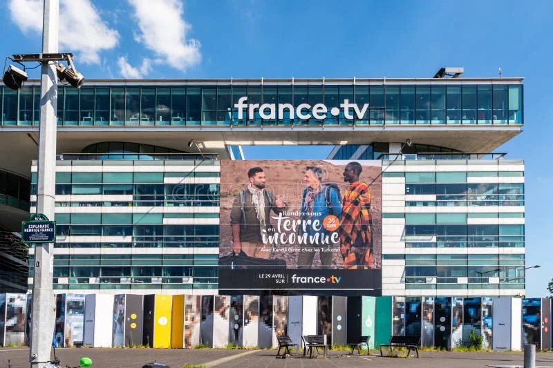 Paris, France - April 28, 2025: Facade of the headquarters of France Télévisions, the French national public television broadcaster, designed by Jean-Paul Viguier and achieved in 1998. France televisions stock images, royalty-free photos and pictures