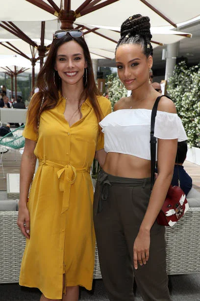 Miss France 2017 Alicia Aylies Miss and France 2013 Marine Lorphelin attends the 2018 French Open - Day Eight at Roland Garros on June 3, 2018 in...