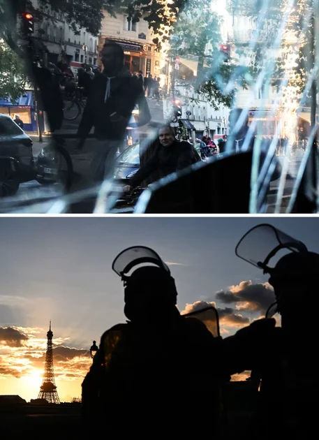 Riot damage in Paris on Saturday.