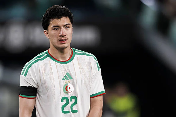 Ibrahim Maza of Algeria looks on during the friendly football match between Algeria and Uruguay. The match ended 0-0 tie.