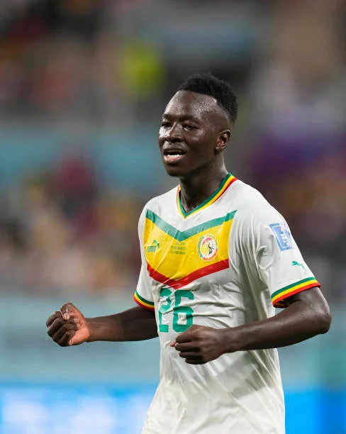 Pape Gueye of Senegal looks on during the FIFA World Cup Qatar 2022 Group A match between Ecuador and Senegal at Khalifa International Stadium on...